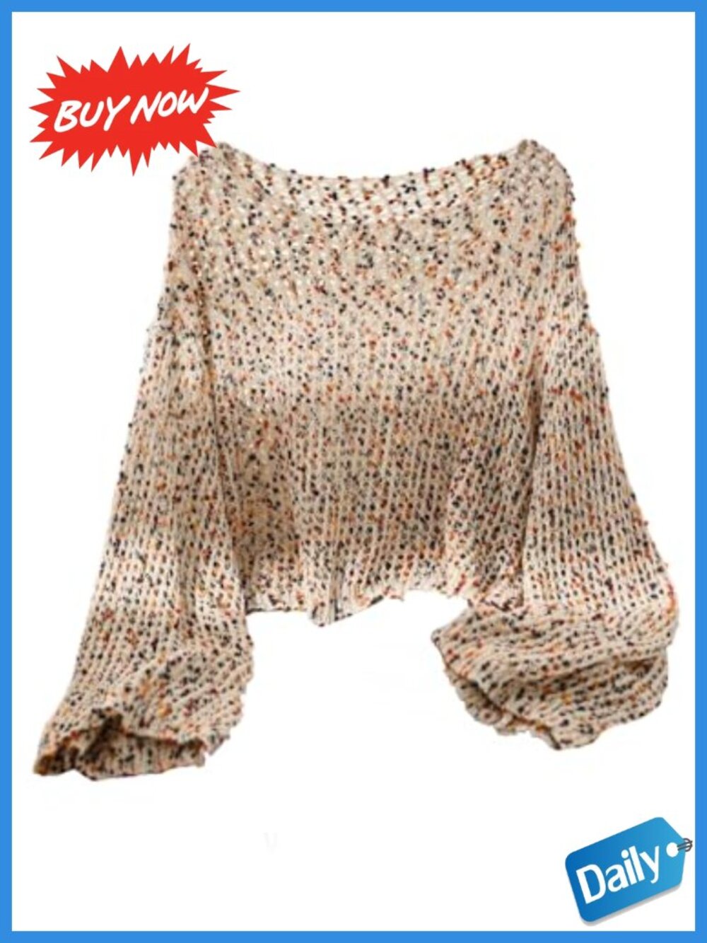 Plus Size Crochet Sweater Bell Sleeve Boat Neck Top